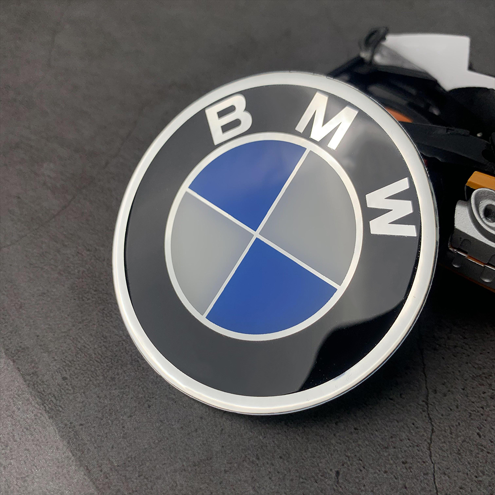 Cho xe bmw xe máy sửa đổi phụ kiện đầu bên đuôi trang trí tròn 3d nhựa gel logo xe dán đường kính 74mm