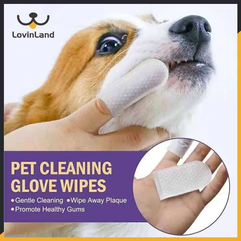 Lovinlandpet 50 cái khăn lau răng chó tốt nhất ngón tay khăn lau cho mèo