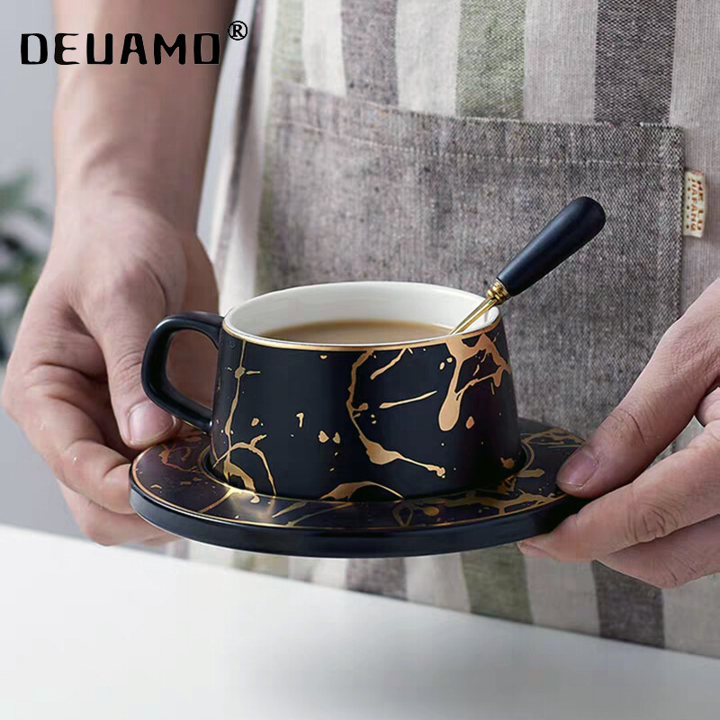 Cốc cà phê đá cẩm thạch phong cách bắc âu cốc trà gốm dòng vàng mờ cốc đánh dấu quán cà phê cổ điển sang trọng đồ dùng tiệc giáng sinh