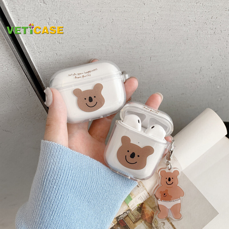 Ins Hộp Đựng Tai Nghe Thẻ Hình Gấu Cooky Dễ Thương Hoạt Hình Cho Apple AirPods Pro AirPods 1 2 3 Vỏ Bọc Mềm Bằng Silicon Mới Vỏ Bọc Tai Nghe Air Pods Túi Đựng Phụ Kiện AirPod Bảo Vệ Trong Suốt