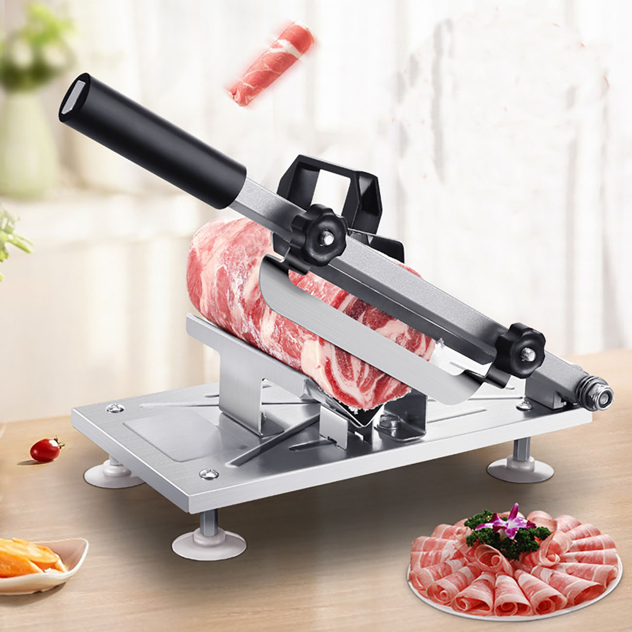 Máy cắt thực phẩm máy cắt lát lò xo thép không gỉ tự động giao thịt tay cầm chống trượt dễ dàng cắt thịt đông lạnh