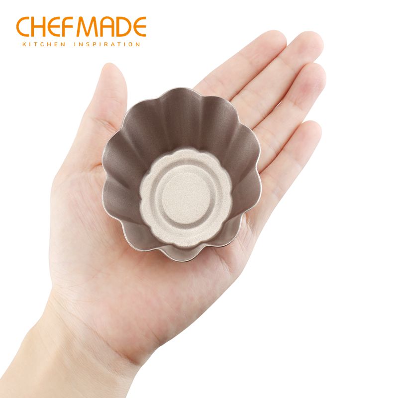 Chefmade 3 Inch Không Dính Tart Chảo Khuôn Nướng Bánh Tôn Trứng Tart Khuôn Bồ Đào Nha Tart Khuôn 4