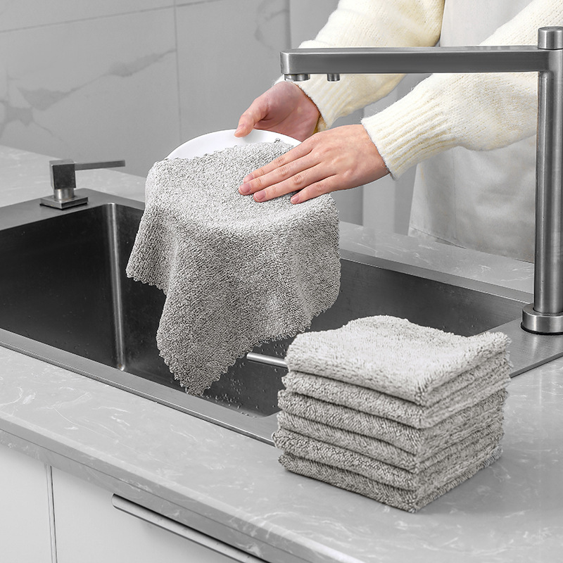 Nhà bếp nhà bếp Microfiber tẩy dầu mỡ thấm hút mạnh làm sạch khăn lau chùi khăn lau khử nhiễm