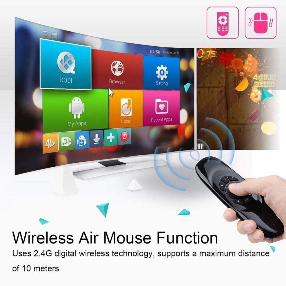 Bàn Phím Không Dây 2.4GHz Bàn Phím Chuột Bay Với Bộ Điều Khiển Từ Xa Bàn Phím Trò Chơi Không Dây Tương Thích Với Trình Phát Đa Phương Tiện Android Box