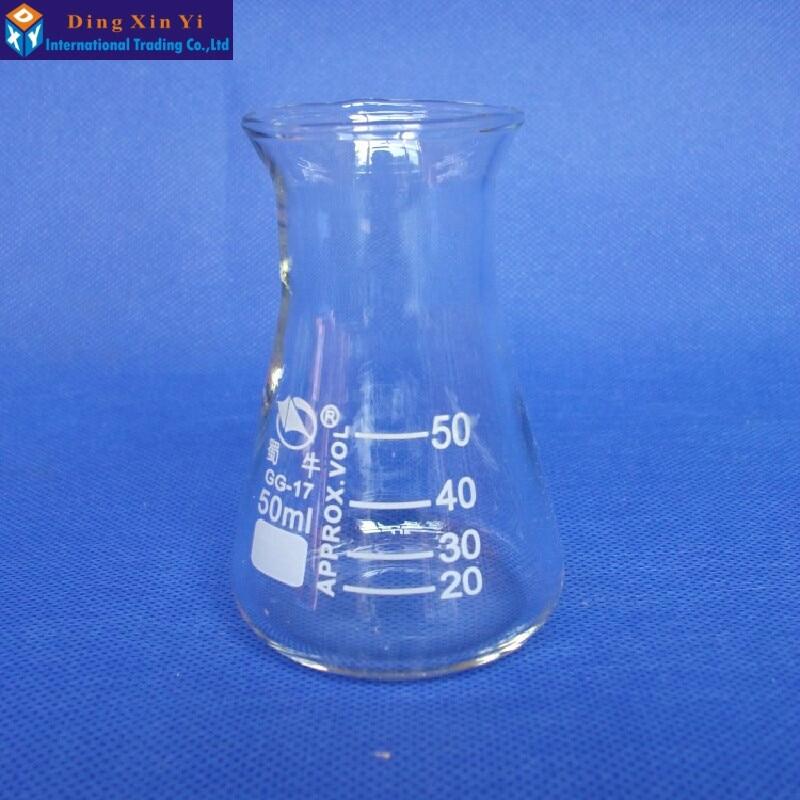 【Worth-Buy】 1 cái Glass hình nón Flask lọ thủy tinh hình nón 50ml phòng thí nghiệm sử dụng Glass tam giác Flask thủy tinh borosilicate Kính gg17 Pyrex