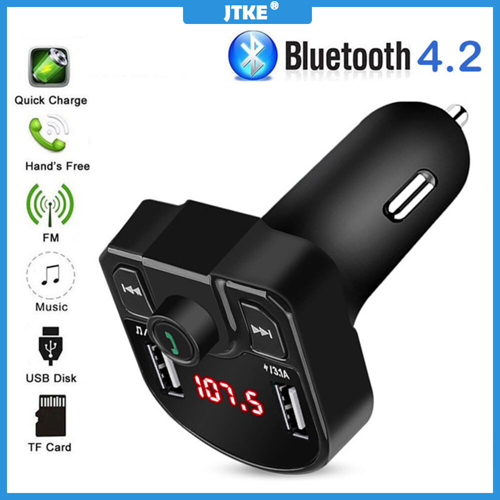 JTKE Bộ Sạc Xe Hơi USB Kép 5V 3.1A Bộ Phát FM Bluetooth Bộ Phát MP3 Xe Hơi Không Dây Bộ Rảnh Tay Cho Xe Hơi