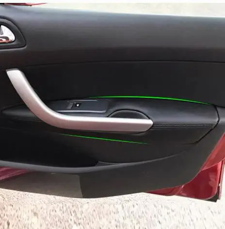 Cho Peugeot 308 da sợi nhỏ cửa xe tay vịn bọc bảng với gắn kết phụ kiện phụ kiện nội thất xe ô tô 4pcs