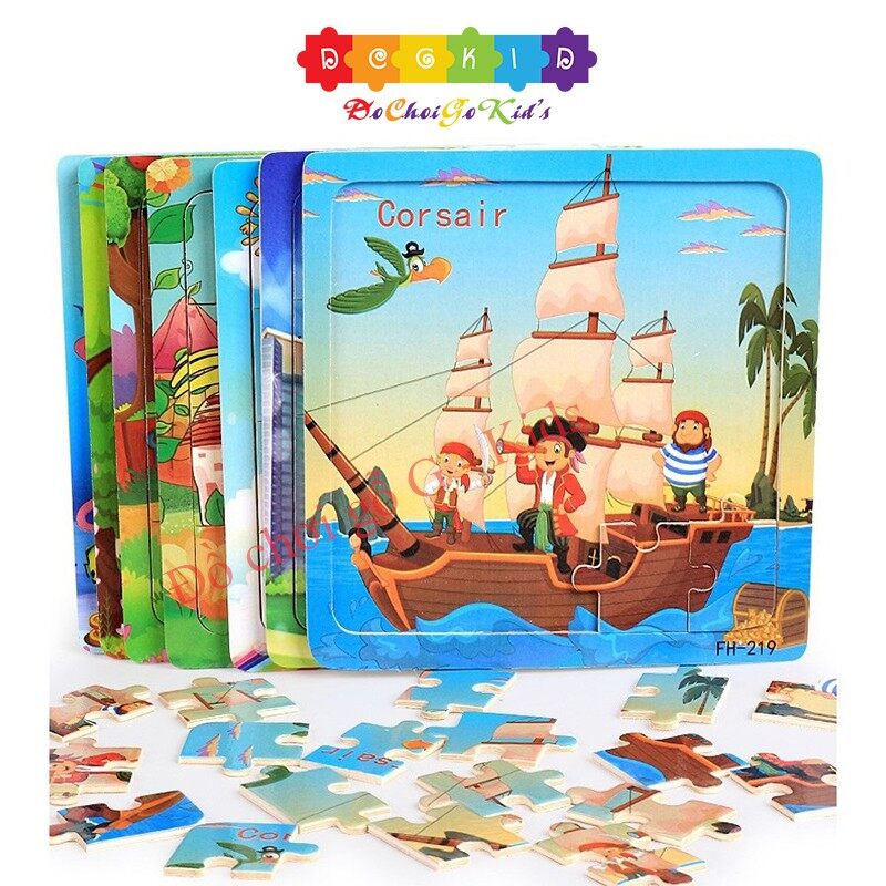 Combo 5 tranh ghép hình 20 miếng cho bé - Giao hình ngẫu nhiên