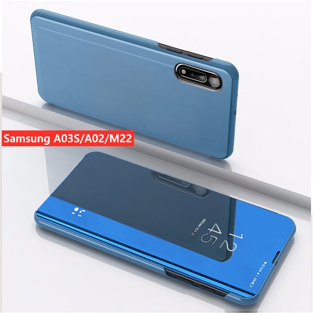 Ốp gương thông minh sang trọng ốp lưng samsung galaxy a03s a02 a022f a22 a52s m22 m32 4g 5g ốp lưng gương trong suốt có chân đế lật ốp cứng chống sốc