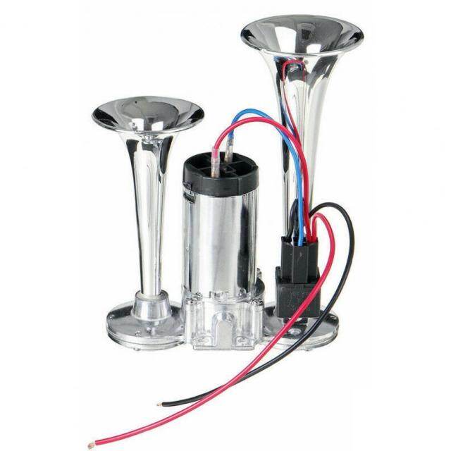 Trumpet 600db 12v Dual Speakers Chromed Metal Dual Trumpet Electric Horn For Car Non-Vibration Installation Super Loud