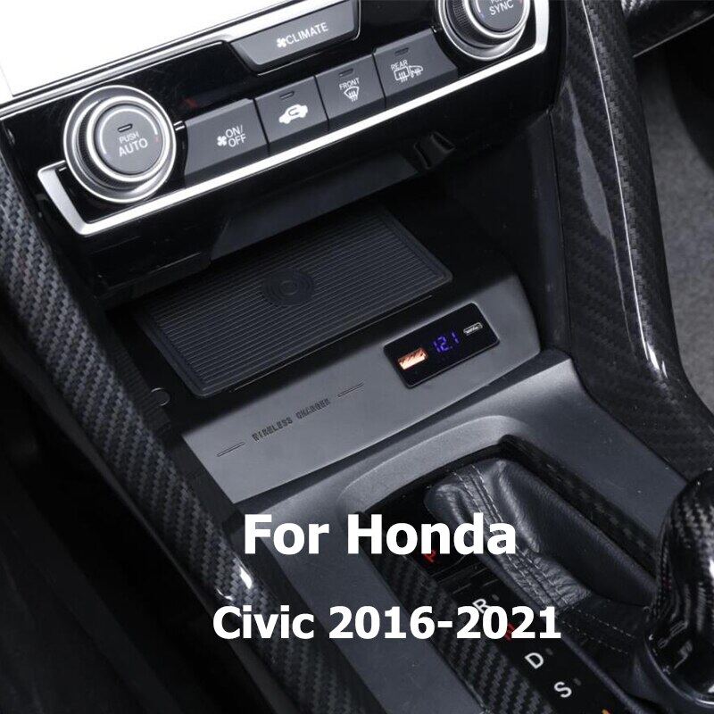 Charger Wireless Car Phone Mobile Accessories Car 2021 2020 2019 2018 2017 2016 Civic Honda For Qi 15W Plate Charging Phone