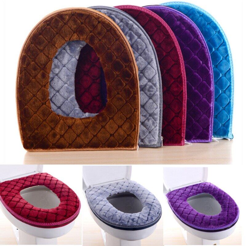 1Pcs Bathroom Toilet Seat Cover Pad Soft Winter Warm O-Shaped Washable Toilet Lid Mat Removable Closestool Warmer Accessories