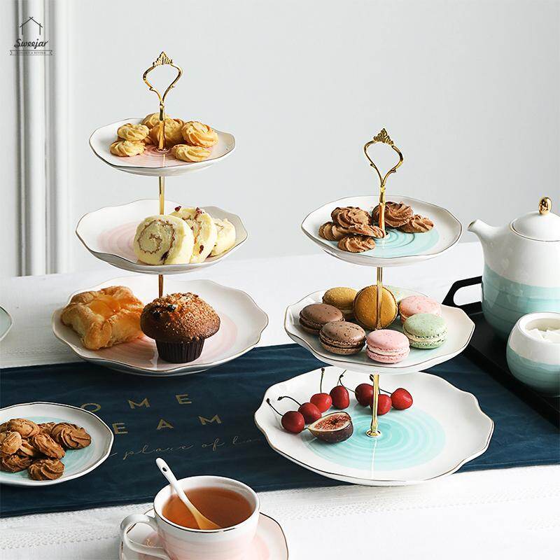 SWEEJAR Giá Đựng Bánh Bằng Gốm 3 Tầng Cupcake Đứng Đĩa Ăn Tráng Miệng Hiển Thị Thực Phẩm Đứng Đĩa Phẳng Để Thức Ăn Trong Hộp Quà Tặng