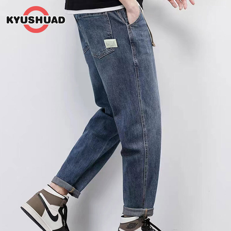  KYUSHUAD Người Đàn Ông Của Quần Jean Giản Dị Là Thoải Mái Và Phong Cách Ống Đứng Dáng Rộng Chân quần jeans nam co giãn 