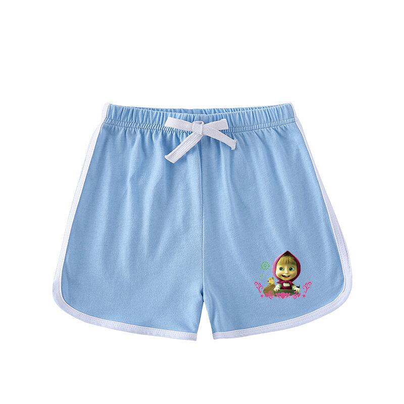 Masha and The Bear Girls Boys Short Sleeve T-shirt/Pajamas Shorts Cute Sport Casual T-Shirt Shorts Summer Pajama Kids Clothing - 8