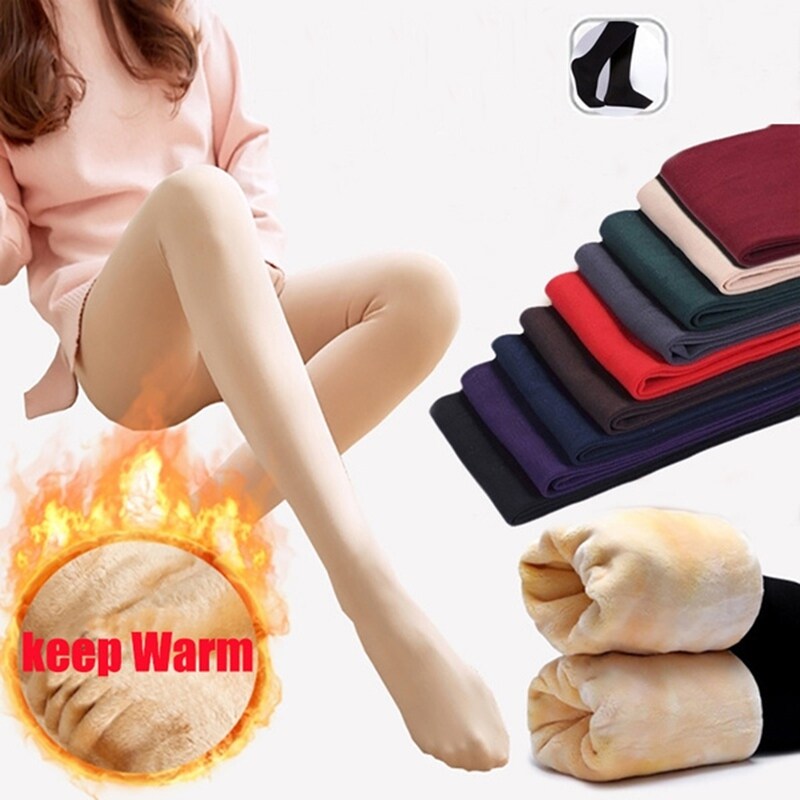 {hot} Winter Women Leggings Velvet Warm Pants Hight Waist Black Skin Invisible Legging Keep Stretchy