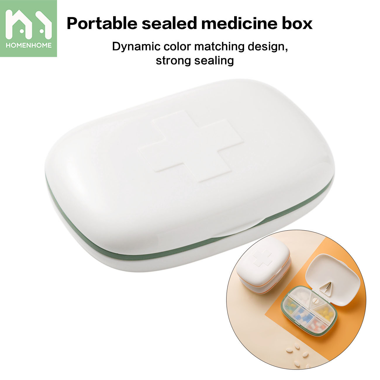 Homenhome 5 Ô Thùng Kín Di Động, Hộp Thuốc Không Thấm Nước