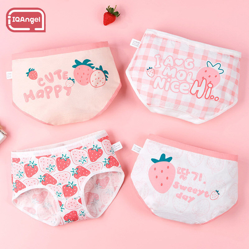 IQANGEL girls underwear Cute cartoon printed cotton briefs for girls soft and comfortable (Random Color) ราคา  16 บาท*ส่งฟรี