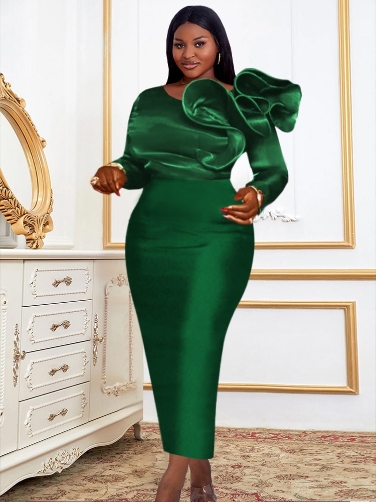 Buy Plus Size Green Dress For Evening Event online | Lazada.com.ph