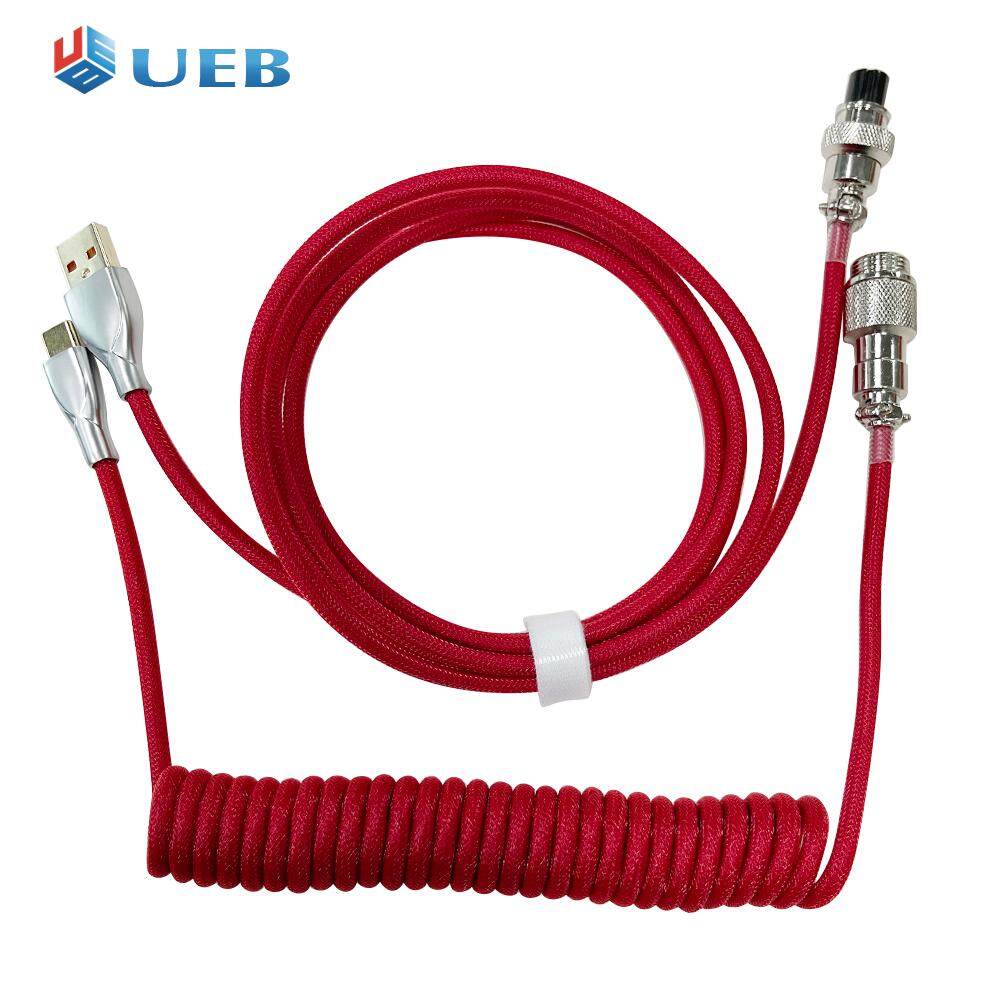 Dây USB Loại C Cuộn Chuyên Nghiệp Cho Bàn Phím Cơ Đầu Nối Phi Công Dây Dù Xoắn Ốc