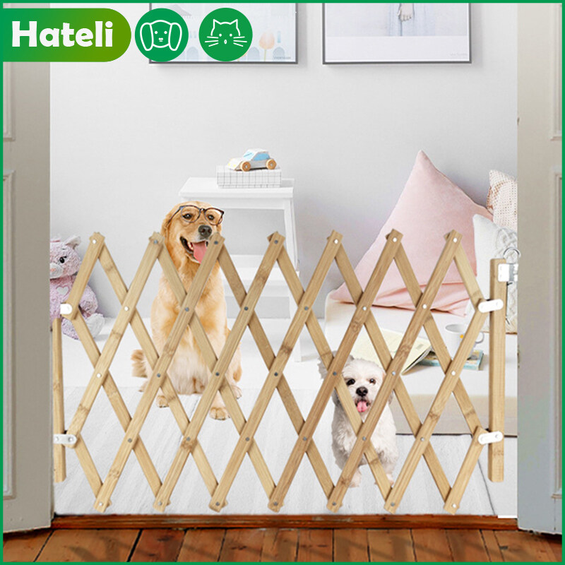 HATELI Folding Pet Barrier Fence Cat Dog Gate Bamboo Pet Fence Retractable Cat Dog Puppy Sliding Door Safety Gate Pet Isolation Fence ราคา 735 บาท*ส่งฟรี