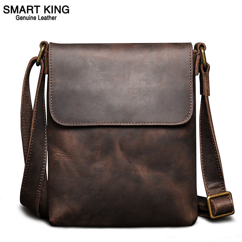Smart King New Retro Crossbody Bags for Men Genuine Cow Leather Large Capacity IPAD Bag Simple Shoulder Bags ราคา 1,450 บาท*ส่งฟรี