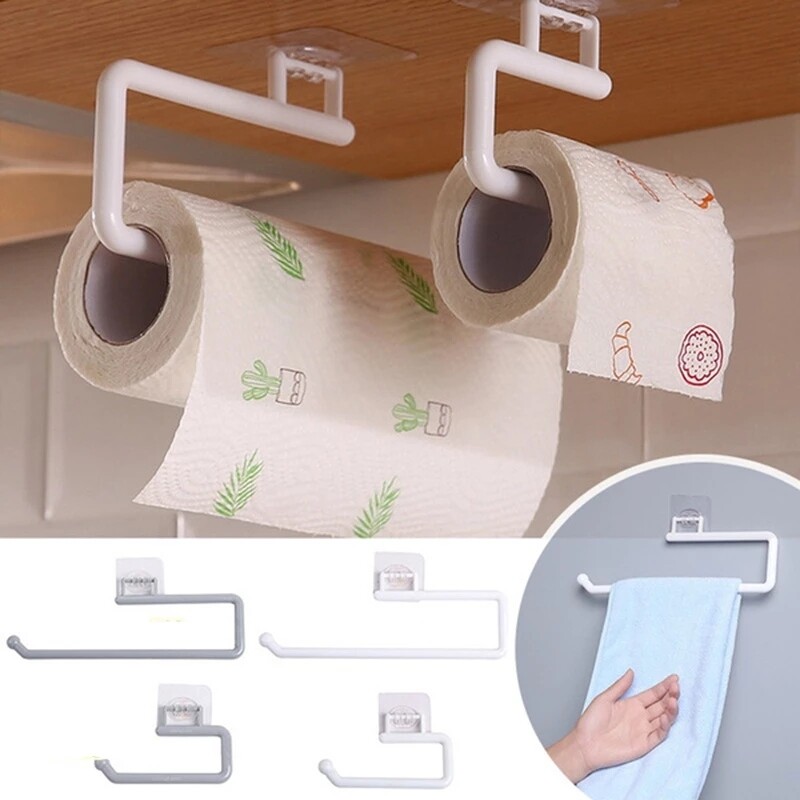 Giá Treo Khăn Nhà Bếp Bằng Nhựa ABS Giá Treo Giẻ Lau Màng Bám Tủ Giá Xếp Đồ Phòng Tắm Giá Giữ Cuộn Giấy Vệ Sinh