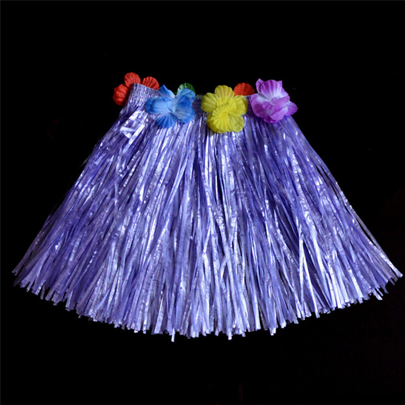 Nine percent Kids Boys Girls Hawaiian Hula Grass Beach Skirt Flower Wristband Party Dress Hot - 2