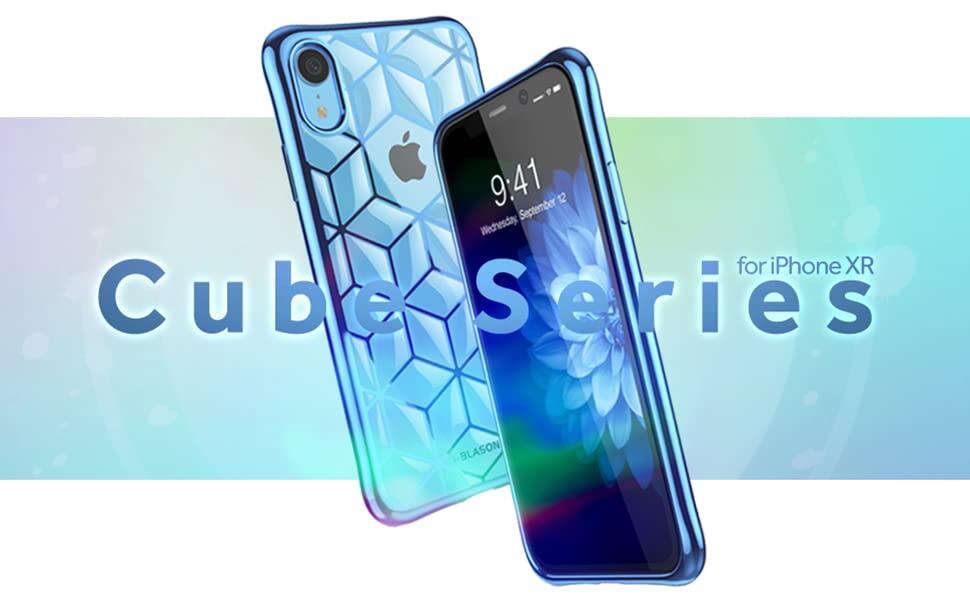 i-Blason Cube Case for iPhone XR 6.1 Slim Crystal Clear Flexible TPU with 3D Diamond Pattern