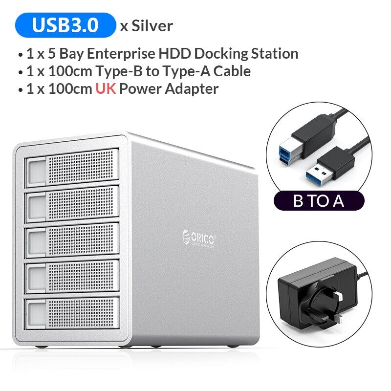 ORICO Trạm Sạc HDD 35 Series 5 Bay Với Chip Kép Hộp Đựng Ổ Cứng Điện Tích Hợp 150W Cho Ổ Cứng 2.5 3.