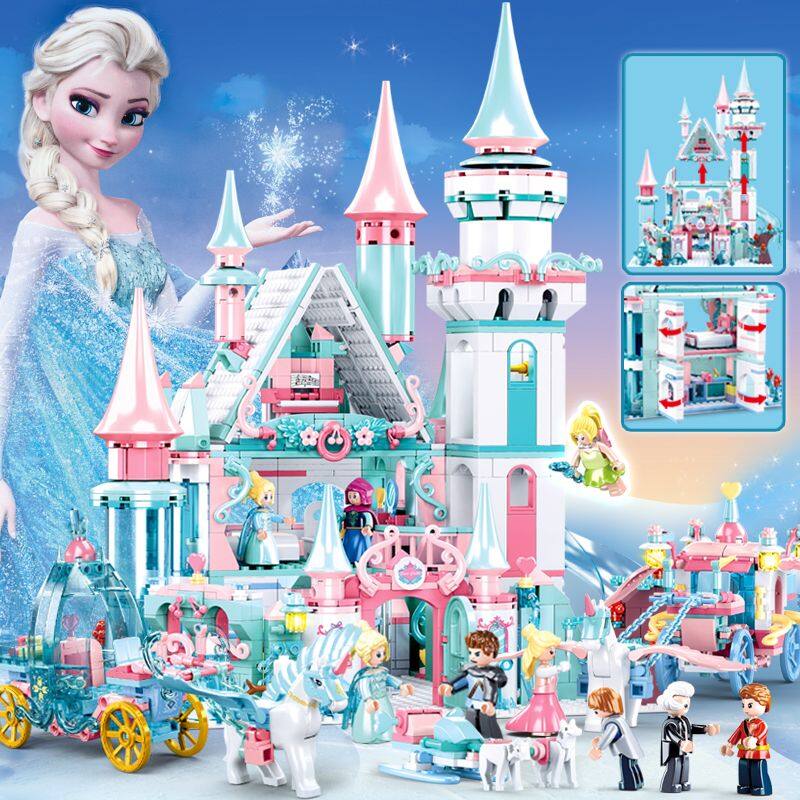 Tương thích với khối LEGO băng tuyết kỳ duyên cô gái kỳ duyên biệt thự công chúa lâu đài hạt nhỏ hạt nhỏ lắp ráp đồ chơi quà tặng hàng hóa đầy đủ
