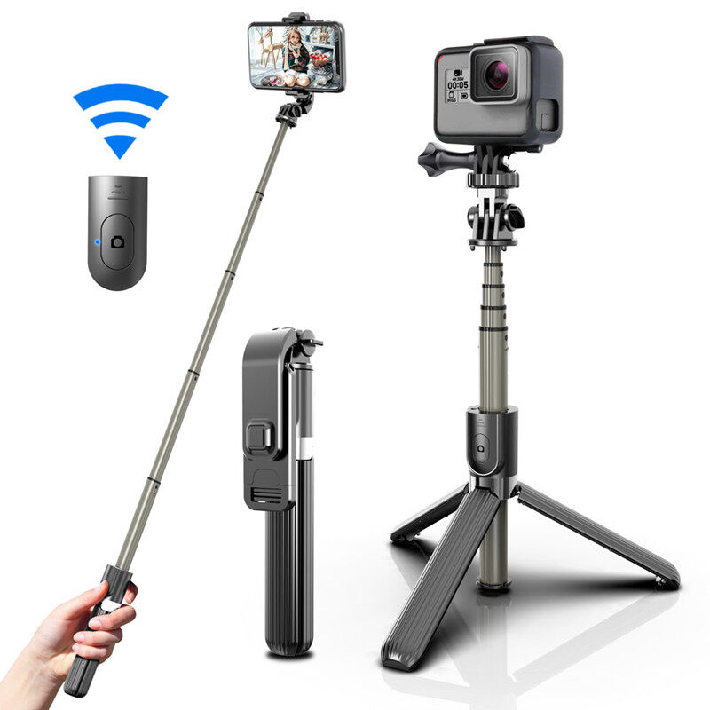 2021ใหม่4 In 1 L03บลูทูธไร้สายแบบพกพา Selfie Stick ขาตั้งกล้องขยายได้ขาตั้งกล้องขาเดียวพับได้สำหรับ IOS Android iPhone 12 Pro กล้อง Gopro [พร้อมสต็อก]