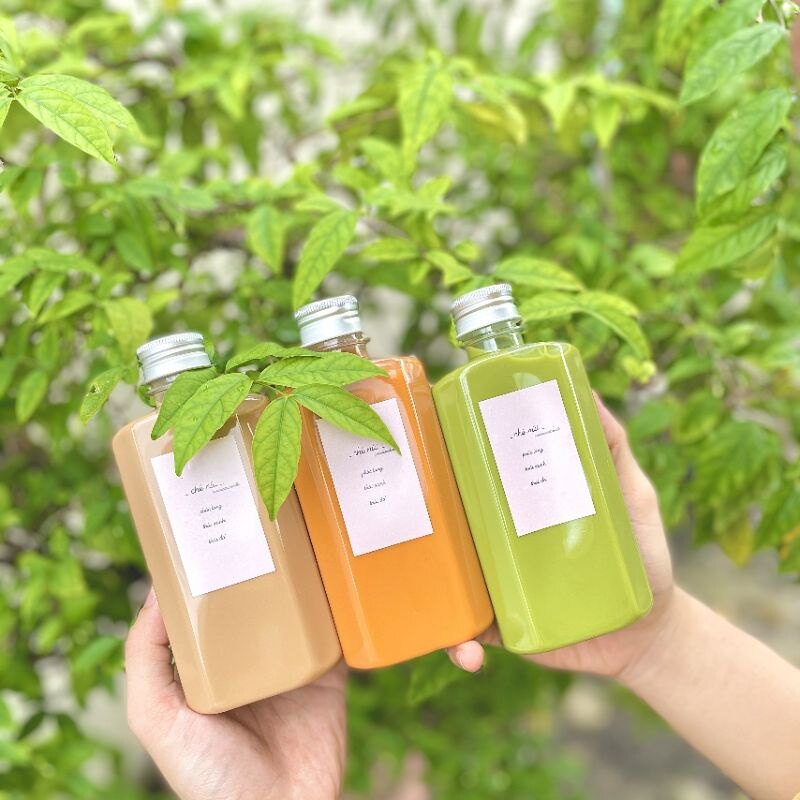 Combo 50 chai nhựa dẹp vuông 330ml nắp nhôm cao cấp
