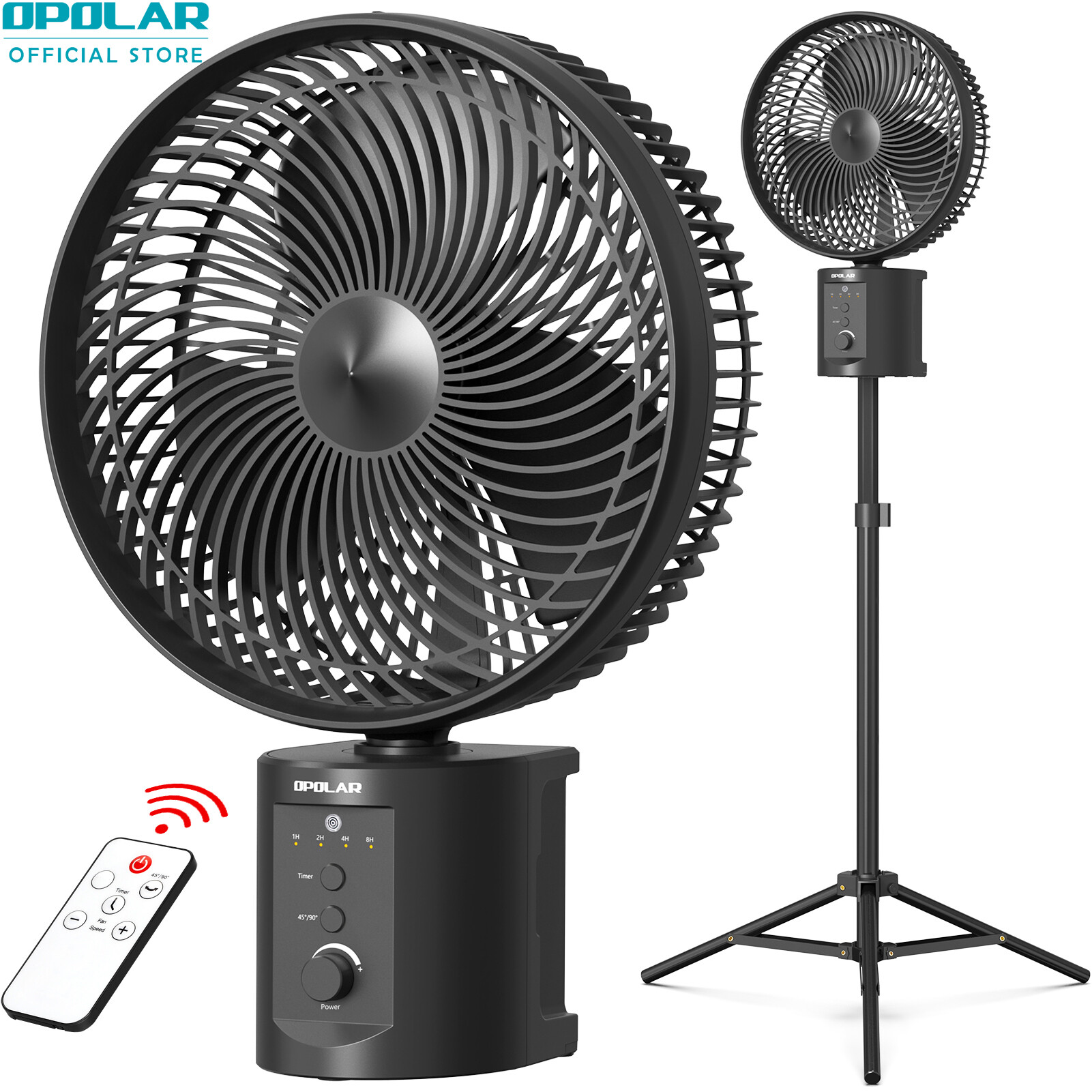 Quạt Tích Điện Dao Động OPOLAR 20000MAh Với Điều Khiển Từ Xa, Quạt Hoạt Động Bằng Pin Không Dây 10 Inch Cho Cơn Bão Cắm Trại, Quạt Bệ Bên Ngoài Di Động, Siêu Khỏe, Hẹn Giờ, 7 Tốc Độ, Kéo Dài 50 Giờ