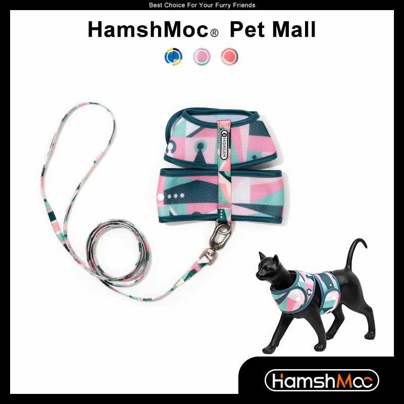 Hamshmoc bộ dây dắt và đai dắt mèo mềm dây dắt thú cưng lưới thoáng khí dây dắt mèo bằng polyester cho mèo con chó con thỏ con