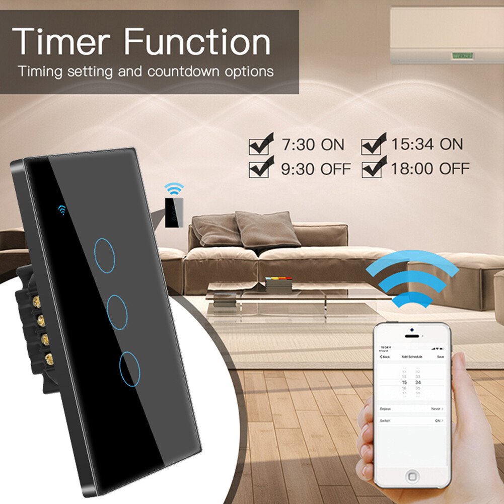 Ttmu tuya công tắc đèn cảm ứng wifi thông minh 1/2/3/4 gang 100-250v smart life tương thích với alexa jan
