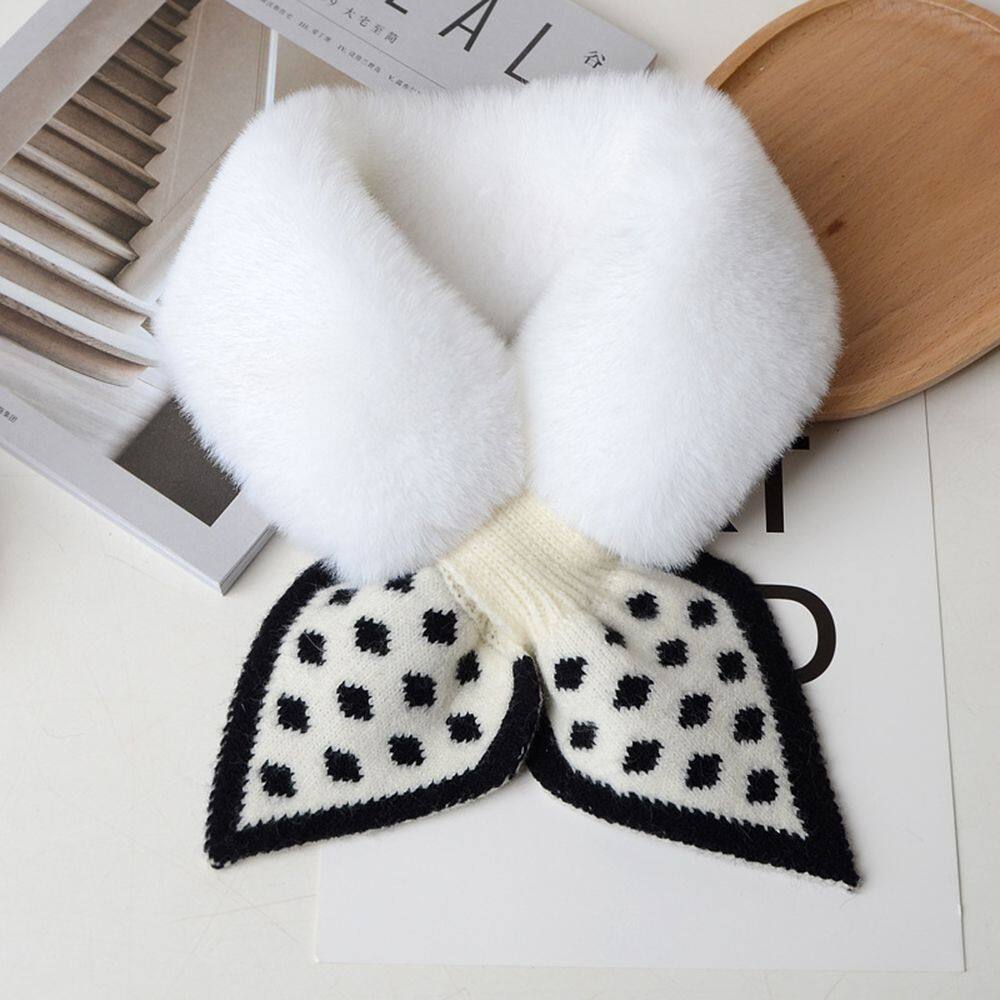 FAKU198456 Thời trang Faux Fur Plush Dày lên Khăn choàng Khăn tay Khăn quàng cổ sang trọng Yếm ấm Khăn quàng chéo - 5