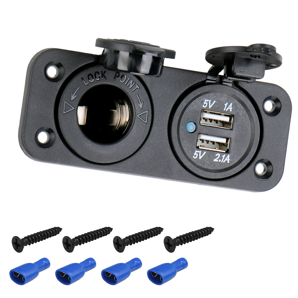 Bộ chuyển đổi nguồn cho xe hơi và rv phụ kiện xe hơi bộ chia ổ cắm sạc xe hơi 12-24v bộ chia ổ cắm usb kép 5v