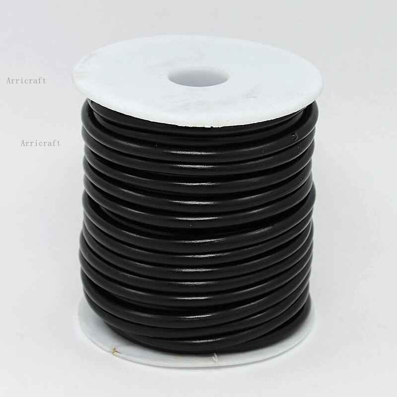 1Roll Synthetic Rubber Cord Hollow with White Plastic Spool Black 5mm Hole:3mm about 10.93 yards/roll