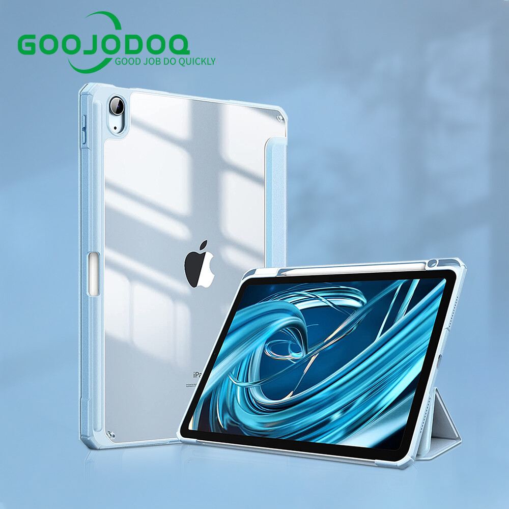 GOOJODOQ Ốp Cho iPad Air 4 Có Khe Cắm Bút (Không Có Bút) Ốp iPad Thế Hệ Thứ 7 iPad Thế Hệ Thứ 8 Mặt Sau Bằng Nhựa Dẻo Chống Sốc 2020