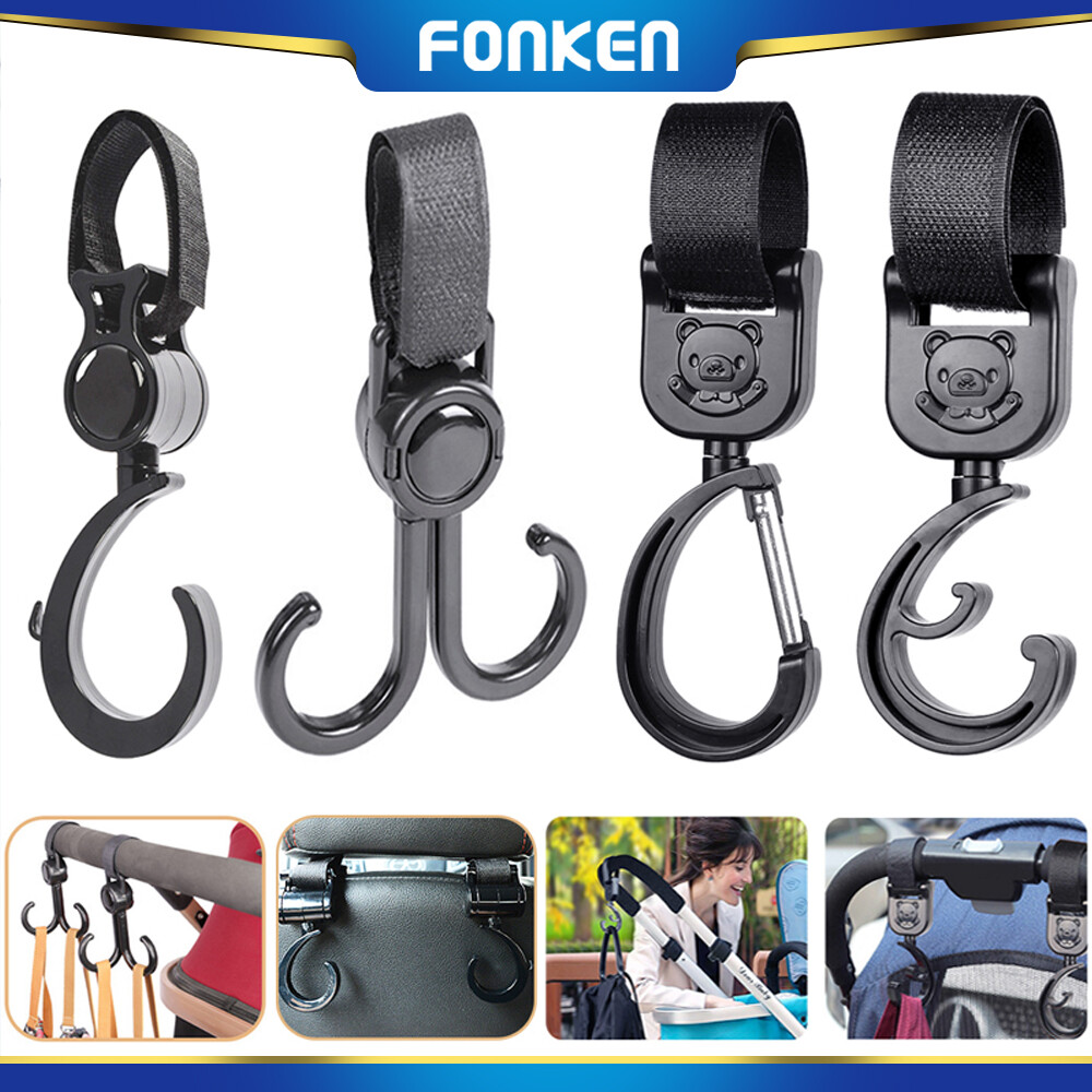 Fonken 1/2 cái kẹp móc xe đẩy em bé nhiều mục đích móc Xe đẩy đôi phụ kiện xe hơi xếp 360 độ cho xe đẩy xe lăn Xe đẩy mua sắm xe đạp