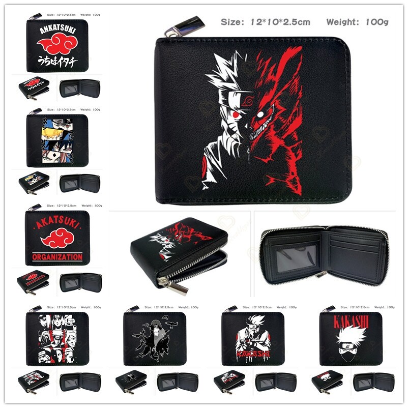 {Vv storage bag}Ví Naruto ANKATSUKI Màu Đen Nam Nữ KAKASHI Ví Gấp Ví Tiền Xu Trẻ Em PU Thẻ Ngắn Túi Ví Đựng Tiền Làm Quà Tặng Sinh Nhật