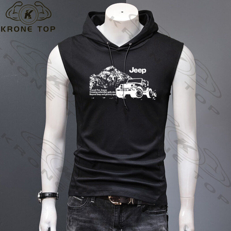 KRONE Large Size Men's Vest Korean Version Of Hooded Vest T-shirt New For Summer 2023 All In Stock