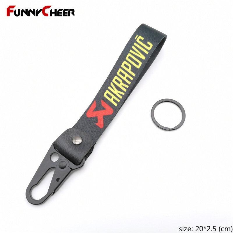 Akrapovic móc chìa khóa xe máy dây buộc xe tải vải dệt thêu hình nhãn vải nghệ thuật dây buộc màu đen