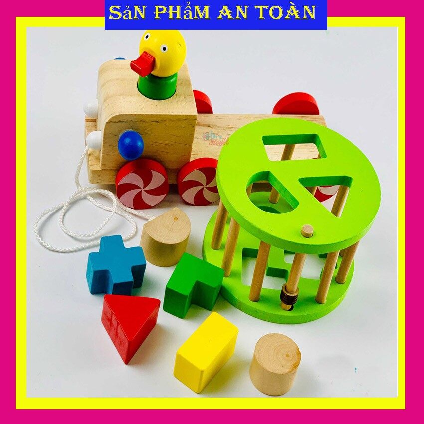 Xe kéo vịt thả hình - đồ chơi thả hình khối