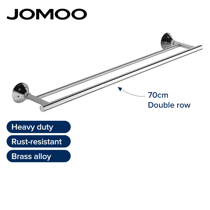 Máng treo khăn đôi inox sus 304 70cm jomoo 933815-1d-i011