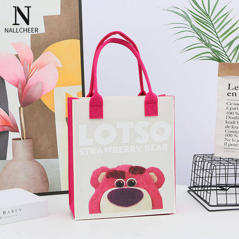 NALLCHEER felt handbag Strawberry bear tote bag New influencer print felt