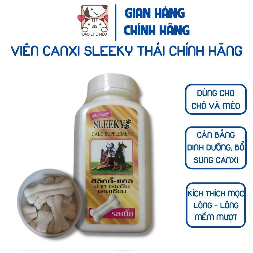 Viên Canxi Sleeky cho chó mèo chắc xương, Viên canxi chó chó mèo 1 hộp - Đảo Chó Mèo