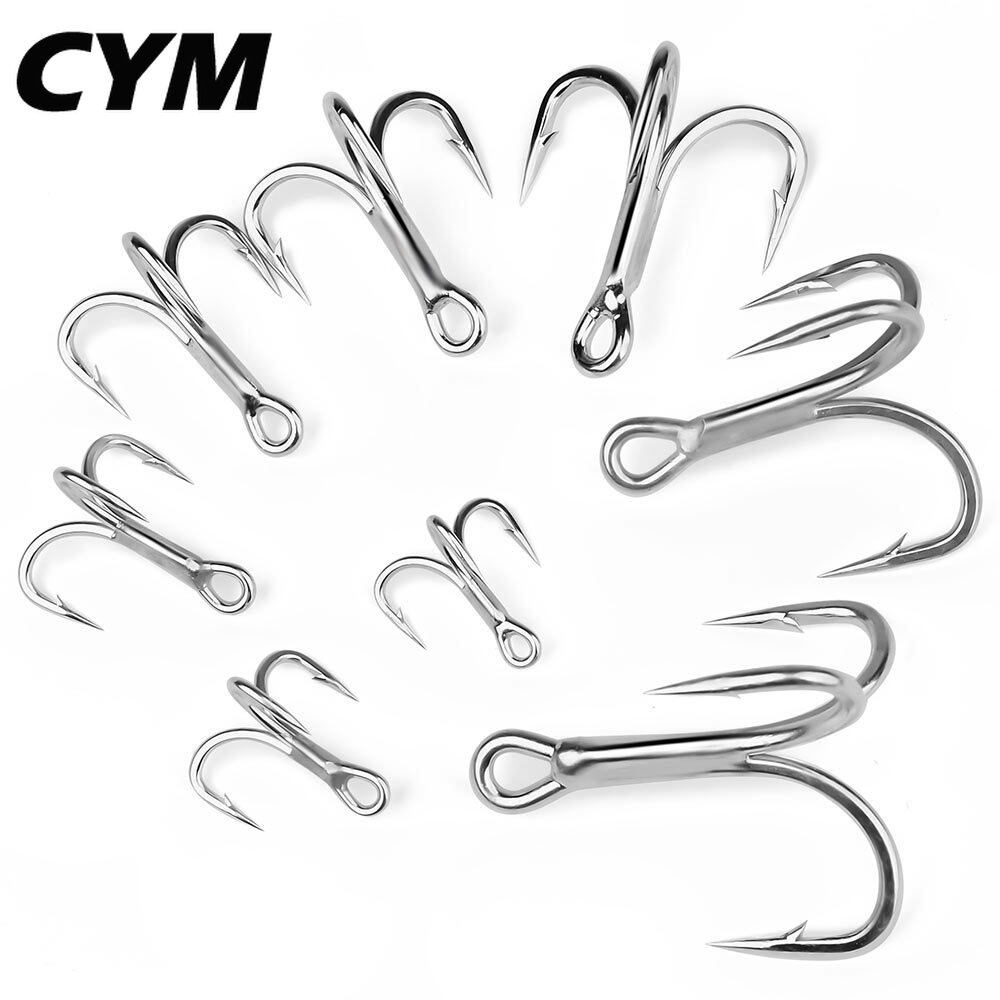 Cym 10 chiếc lưỡi câu cá ba lưỡi có gai lưỡi câu cá mồi nước mặn biển bằng thép carbon cao 4x chắc chắn phụ kiện dụng cụ lưỡi câu st66