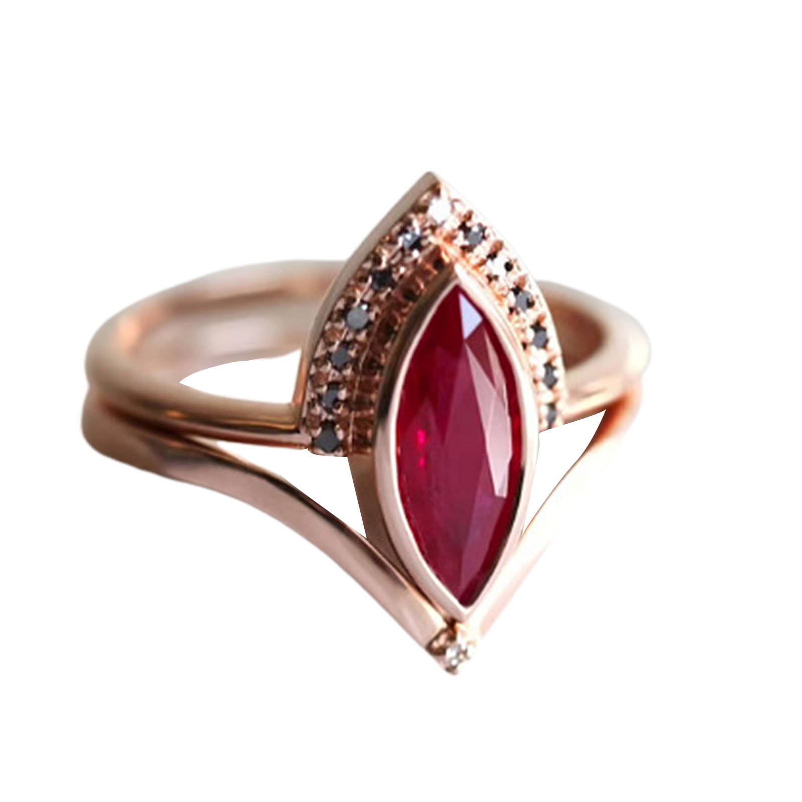 Meek fantisia 2 cái/bộ Rhinestone Retro hợp kim Nhẫn đôi màu Đỏ lăng trụ pha lê giả nhẫn đeo tay trang sức quyến rũ Nhẫn đính hôn tuyên bố